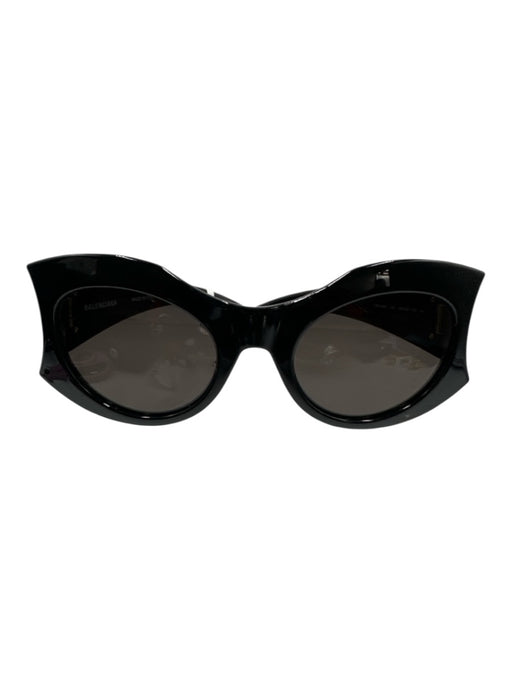 Balenciaga Blue Black Acetate Logo Curved Cat Eye Sunglasses Blue Black