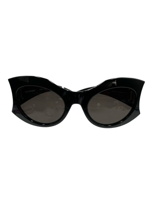 Balenciaga Blue Black Acetate Logo Curved Cat Eye Sunglasses Blue Black