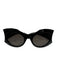Balenciaga Blue Black Acetate Logo Curved Cat Eye Sunglasses Blue Black
