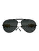 Versace Black & Gold Metal Medusa Brow Bar Aviator Sunglasses Black & Gold