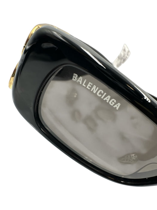 Balenciaga Black & Gold Acetate Loop Rectangle Sunglasses Black & Gold