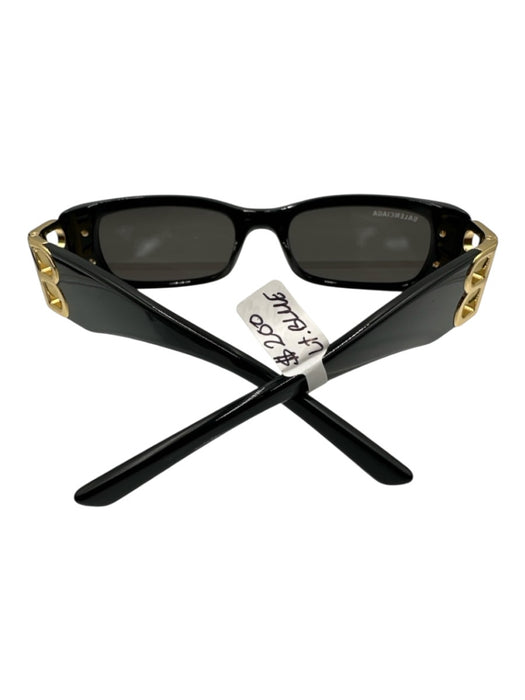 Balenciaga Black & Gold Acetate Loop Rectangle Sunglasses Black & Gold