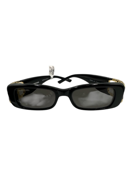 Balenciaga Black & Gold Acetate Loop Rectangle Sunglasses Black & Gold