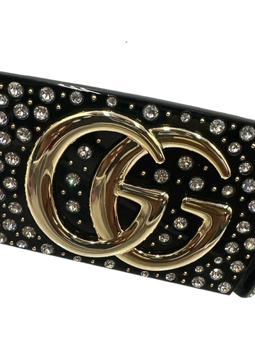 Gucci Black Acetate Rhinestone Rectangle Sunglasses Black