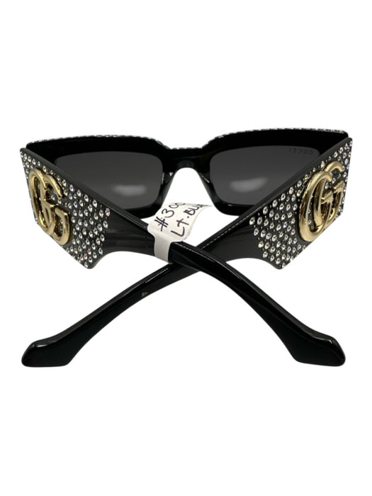 Gucci Black Acetate Rhinestone Rectangle Sunglasses Black