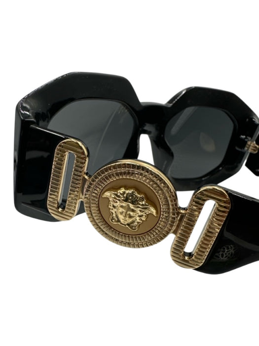 Versace Black Acetate Bezel Oversized Square Sunglasses Black