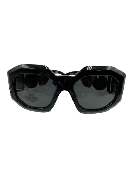 Versace Black Acetate Bezel Oversized Square Sunglasses Black