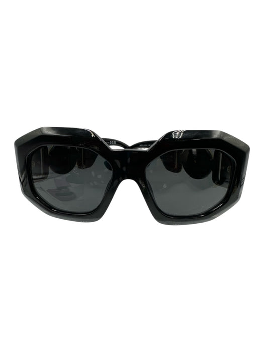 Versace Black Acetate Bezel Oversized Square Sunglasses Black