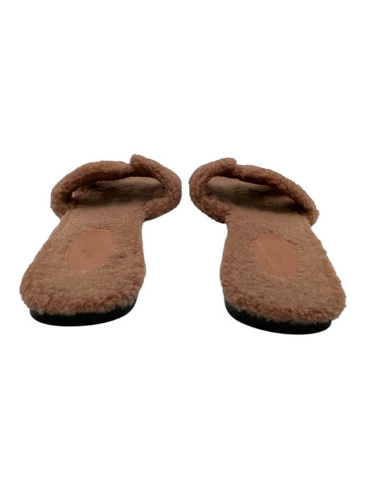 Hermes Shoe Size 39 Dusty Pink shearling Cut Out Slide Sandals Dusty Pink / 39