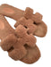 Hermes Shoe Size 39 Dusty Pink shearling Cut Out Slide Sandals Dusty Pink / 39