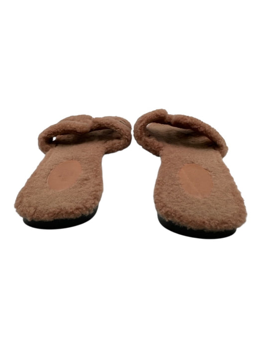 Hermes Shoe Size 39 Dusty Pink shearling Cut Out Slide Sandals Dusty Pink / 39