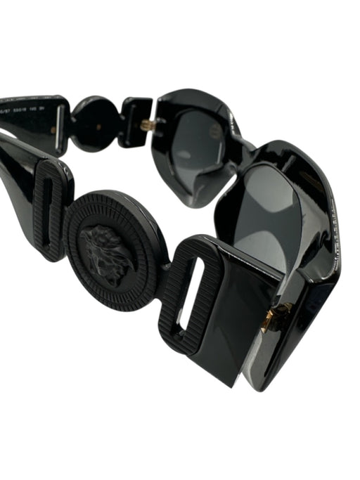 Versace Black Acetate Bezel Rectangle Sunglasses Black