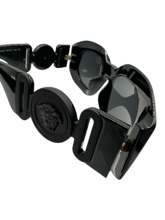 Versace Black Acetate Bezel Rectangle Sunglasses Black