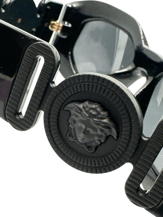 Versace Black Acetate Bezel Rectangle Sunglasses Black