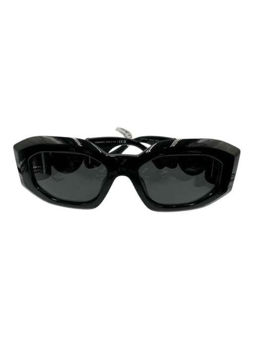Versace Black Acetate Bezel Rectangle Sunglasses Black