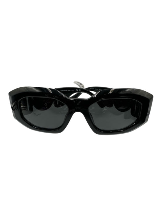 Versace Black Acetate Bezel Rectangle Sunglasses Black
