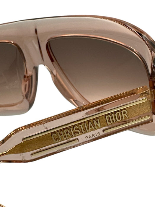 Dior Rose Gold Acetate Translucent Logo Gradient Shield Sunglasses Rose Gold