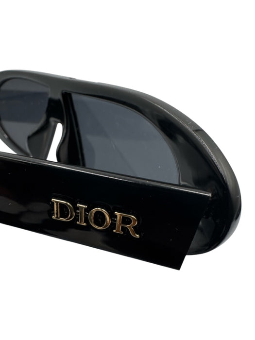 Dior Black Acetate Cut Out Tinted Oval Sunglasses Black