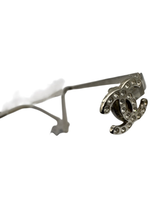 Chanel Silver Metal Rimless Interlocking CC Gradient Square Sunglasses Silver