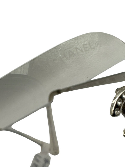 Chanel Silver Metal Rimless Interlocking CC Gradient Square Sunglasses Silver