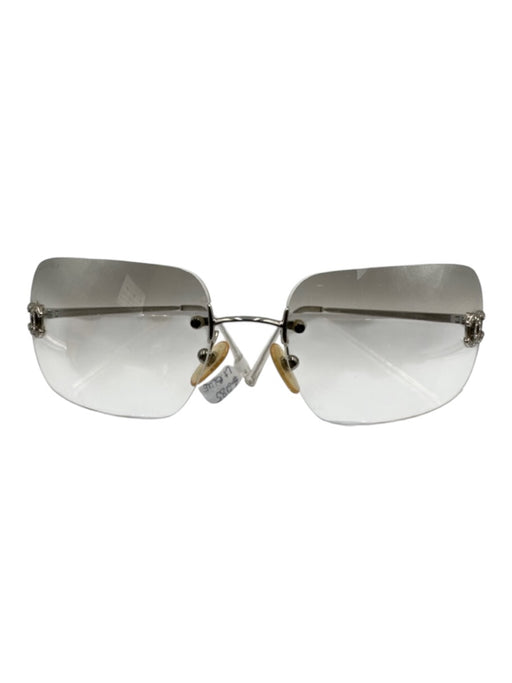 Chanel Silver Metal Rimless Interlocking CC Gradient Square Sunglasses Silver
