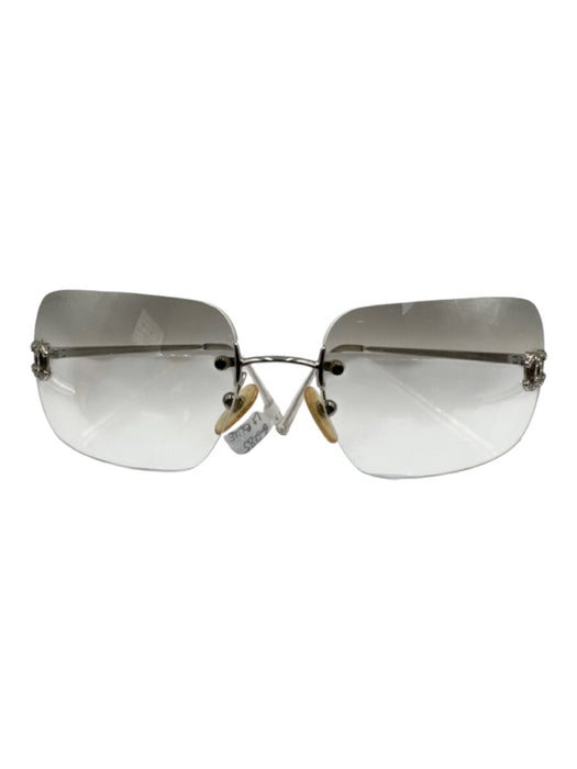 Chanel Silver Metal Rimless Interlocking CC Gradient Square Sunglasses Silver