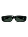 Balenciaga Dark Green & Silver Acetate Logo Rectangle Sunglasses Dark Green & Silver