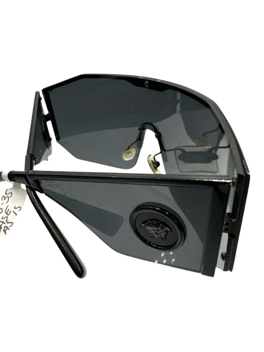 Versace Black Acetate Oversized medusa insignia Shield Sunglasses Black