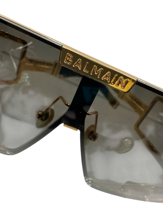 Balmain Black & Gold Metal Shield Sunglasses Black & Gold