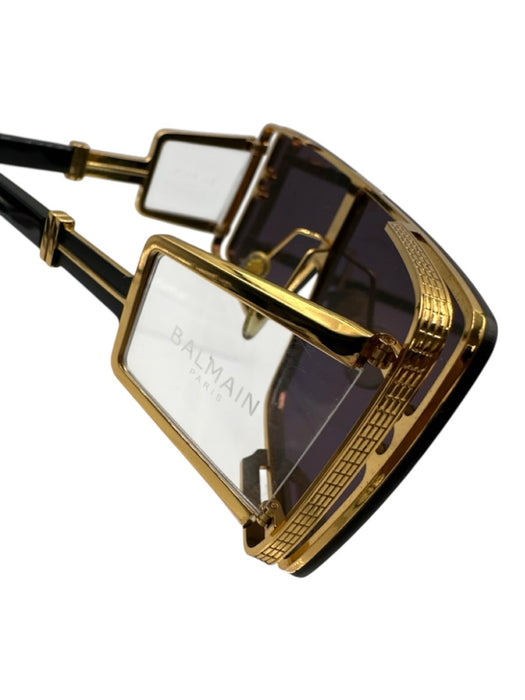 Balmain Black & Gold Metal Shield Sunglasses Black & Gold