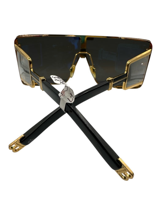 Balmain Black & Gold Metal Shield Sunglasses Black & Gold
