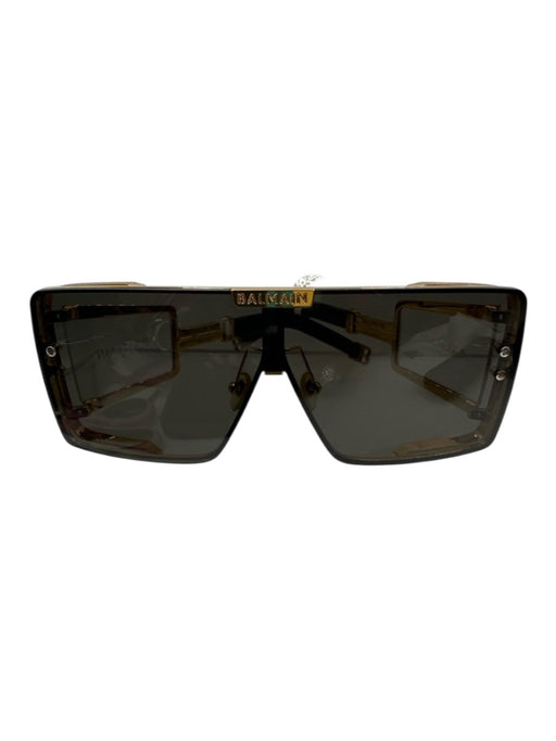 Balmain Black & Gold Metal Shield Sunglasses Black & Gold