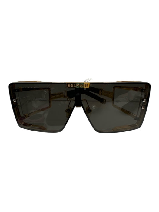 Balmain Black & Gold Metal Shield Sunglasses Black & Gold