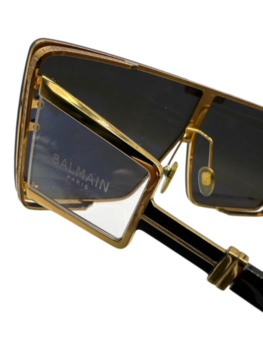 Balmain Black & Gold Metal Shield Sunglasses Black & Gold