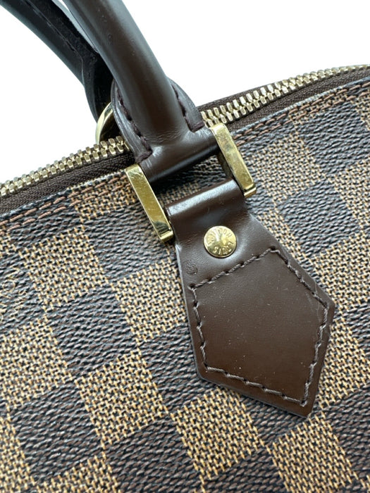 Louis Vuitton Brown Coated Canvas Leather trim Damier Zip Rolled Handles Bag Brown / Medium