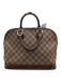 Louis Vuitton Brown Coated Canvas Leather trim Damier Zip Rolled Handles Bag Brown / Medium