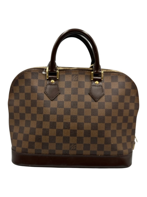 Louis Vuitton Brown Coated Canvas Leather trim Damier Zip Rolled Handles Bag Brown / Medium