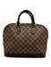 Louis Vuitton Brown Coated Canvas Leather trim Damier Zip Rolled Handles Bag Brown / Medium