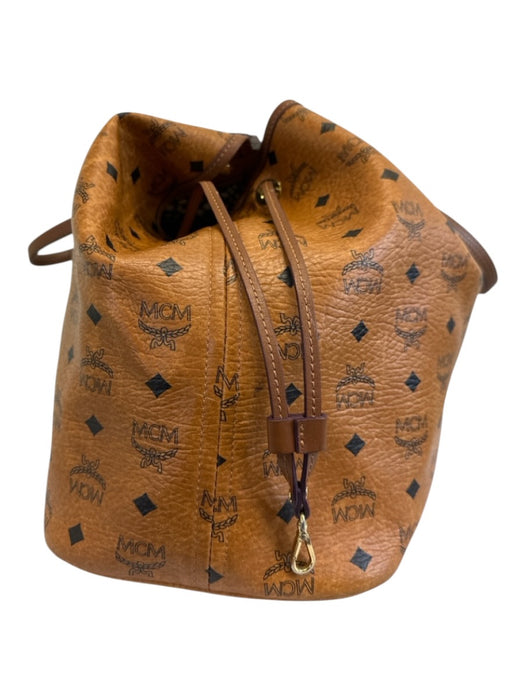 MCM Tan Brown Leather Reversable Monogram Pouch Included Tote Bag Tan Brown / XL