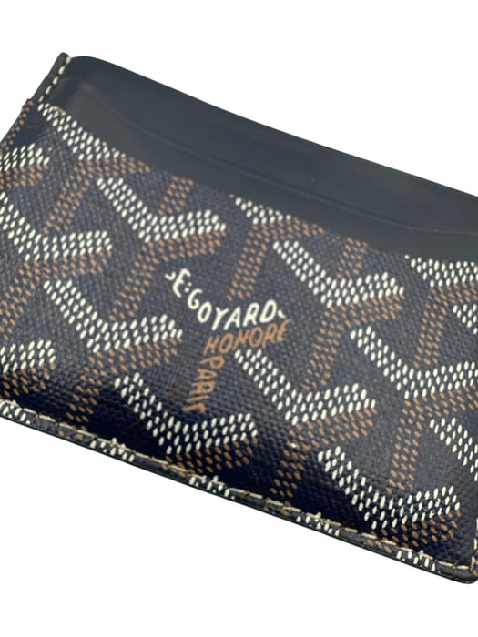 Goyard Blue, White, Brown Calfskin Coated Canvas Goyardine Monogram Wallets Blue, White, Brown
