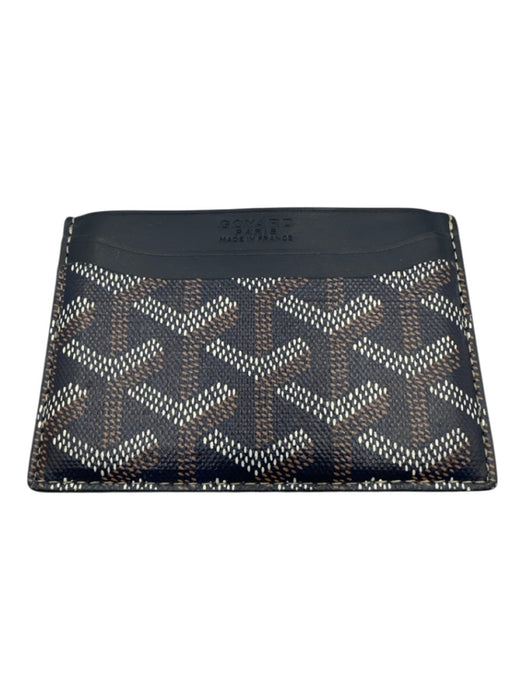 Goyard Blue, White, Brown Calfskin Coated Canvas Goyardine Monogram Wallets Blue, White, Brown