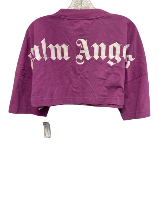 Palm Angels Size M Purple & White Cotton Short Sleeve Crop Crew Neck Top Purple & White / M