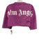 Palm Angels Size M Purple & White Cotton Short Sleeve Crop Crew Neck Top Purple & White / M
