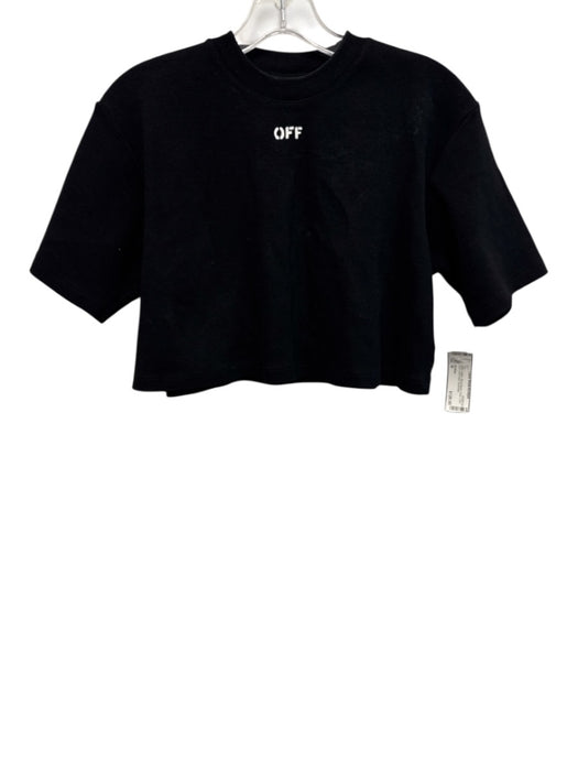 Off White Size M Black Cotton Short Sleeve Crop Crew Neck Crew Neck Top Black / M