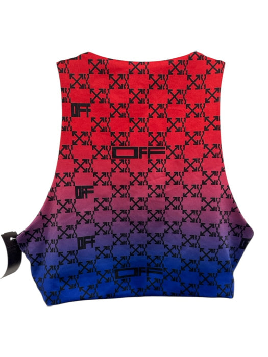 Off White Size L Red & Blue Poly Blend Logo Sports Bra Athletic Top Red & Blue / L