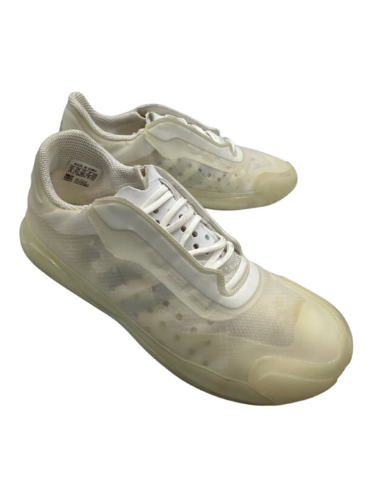 Prada Shoe Size 6 White & Cream Synthetic Rubber Sole Lace Up Low Top Sneakers White & Cream / 6