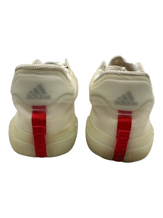 Prada Shoe Size 6 White & Cream Synthetic Rubber Sole Lace Up Low Top Sneakers White & Cream / 6
