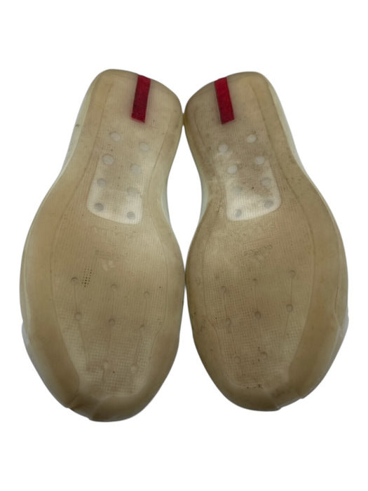 Prada Shoe Size 6 White & Cream Synthetic Rubber Sole Lace Up Low Top Sneakers White & Cream / 6