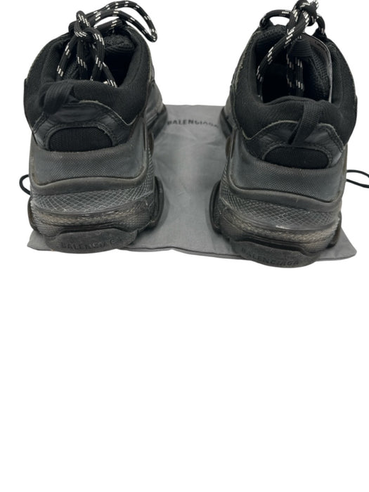 Balenciaga Shoe Size 37 Black Leather Synthetic Knit Lug sole Low Top Sneakers Black / 37