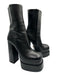 Versace Shoe Size 39.5 Black Leather Mid Calf Side Zip Platform Boots Black / 39.5